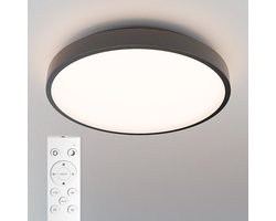 LED Plafondlamp zwart - IP44 waterdicht - 24 Watt 2600 lumen (108lm/w) - CCT lichtkleur instelbaar (3000K, 4000K & 6500K) - Incl. Afstandsbediening - Ø35 cm - LED Plafondlamp