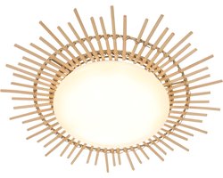 Led-plafonnière Aura | 1 lichts | wit hout en mat kunststof | Ø 6 cm | modern eigentijds design | woonkamer / slaapkamer