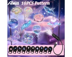 LED Projector Nachtlamp met 10 Patronen – 360° Draaibare Projectie Lamp – USB Sterrenhemel Projector – Voor Slaapkamer & Kinderkamer
