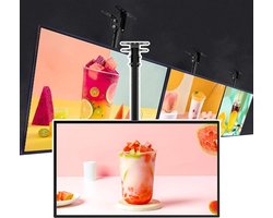 LED Reclamebord - Verlicht Menu - Zichtbaarheid Vergroten - Uitschuifbare Paal - 3 Stuks - Zwart