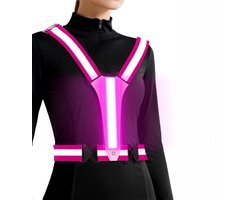 LED-reflecterend hardloopvest -hardloopvest - hardloopriem -Verlicht sportvest - Oplaadbare hardloopuitrusting - Vest voor wandelen, hardlopen en fietsen - Roze