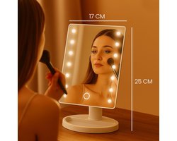 LED Roterende Cosmetische Spiegel – Make-up Spiegel voor Thuis en Reizen – Staande Scheerspiegel