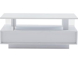 LED Salontafel-Moderne Woonkamertafel-App Bediening-Dubbellaagse Opbergruimte-2 Lades – Voor Woonkamer En Feestjes – 100x50x42cm-Wit