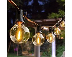 Led Slingerverlichting - G40 Buiten Slinger Lampen - Dimbaar En Onbreekbaar - Waterdicht Voor Alle Weer - 15 Meter Met 27 Bulbs - Warm Wit 2700K - Voor Tuin Terras Feest Bruiloft