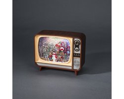 Led sneeuwlantaarn tv kersttafereel incl muziek 17,6x21cm Konstsmide