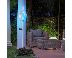 LED solarlampen voor tuindecoratie grondspike solar tuinlamp plug-in licht blauw zilver vlamdesign, craqueléglas, H 90 cm