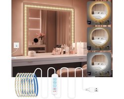 Led-spiegel, dimbaar, 3 kleuren, 9 niveaus, kaptafel en make-uplamp, 2 m