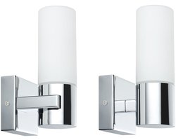 LED-spiegellamp Gemini IP44 E14 230V max. 2x20W dimbaar Chroom, Satijn