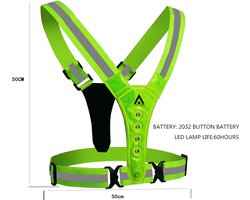 LED Sport Vest / Harnas - Ideaal voor Sporters in het Donker - Reflecterende Strips voor Zichtbaarheid - Hardloop Verlichting - Verstelbaar en Flexibel - Lichtgewicht - Meerdere Kleuren Beschikbaar - Incl. batterij