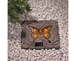 Led-steen op zonne-energie met vlinder - Tuindecoratie met 4 gele LED's