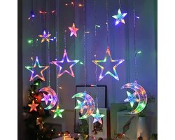 LED-sterrenmaanverlichting, LED-gordijnverlichting, lichtsnoeren, veelkleurig - voor Kerstmis, decoratie voor kamperen in de buitenlucht - lichtsnoeren, gordijnverlichting, USB-aangedreven lichtsnoeren voor Kerstmis, bruiloften