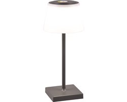 LED Tafellamp met Oplaadbare Batterijen - Trion Sansy - 2.1W - RGBW - Spatwaterdicht IP44 - Dimbaar - Vierkant - Antraciet