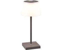 LED Tafellamp met Oplaadbare Batterijen - Trion Sansy - 2.1W - RGBW - Spatwaterdicht IP44 - Dimbaar - Vierkant - Antraciet