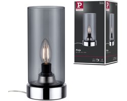 LED-tafellamp Pinja E14 max. 20W Chroom, Rookglas