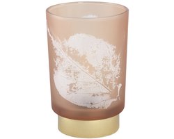 Led Tafellamp - PTMD Pinny Windlicht - 12 x 12 x 20 cm - Glas - Bruin - (2 x AAA batterij, niet inbegrepen).