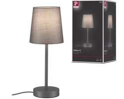 LED-tafellamp Stellan II E27 max. 20W Grijs Metaal, Textiel