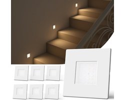 LED Traplicht - Wandlamp Inbouw - Veiligheid Verlichting - Energiezuinig - 8.6 x 8.6 cm - Wit