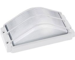 LED Tuinverlichting - Buitenlamp - Ovalis - Wand - Aluminium Mat Wit - E27 - Rechthoek