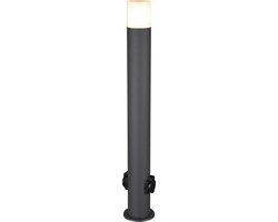 LED Tuinverlichting - Staand Buitenlamp met Stopcontact - Torna Hosina XL - E27 Fitting - Spatwaterdicht IP44 - Mat Antraciet - Aluminium