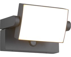LED Tuinverlichting - Wandlamp Buitenlamp - Torna Sansar - 10W - Warm Wit 3000K - Waterdicht IP54 - Bewegingssensor - Antraciet - Aluminium