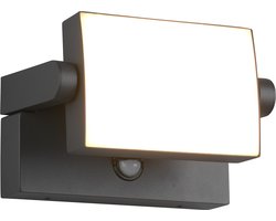 LED Tuinverlichting - Wandlamp Buitenlamp - Trion Sansar - 10W - Warm Wit 3000K - Waterdicht IP54 - Bewegingssensor - Antraciet - Aluminium
