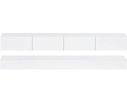 LED TV-kast, aan de muur te bevestigen tv-kast, tv-standaard, tv-meubel met 2 kasten en 4 grote lades, wandkast met 16-kleurige LED-verlichting voor tv's tot 55 inch, wit 130*33*15 cm