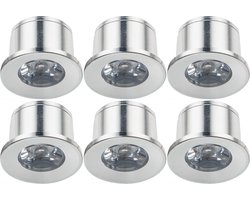 LED Veranda Spot Verlichting 6 Pack - Velvalux - 1W - Natuurlijk Wit 4000K - Inbouw - Dimbaar - Rond - Mat Zilver - Aluminium - Ø31mm