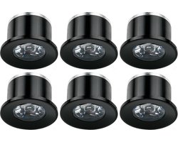 LED Veranda Spot Verlichting 6 Pack - Velvalux - 1W - Natuurlijk Wit 4000K - Inbouw - Rond - Mat Zwart - Aluminium - Ø31mm