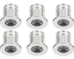 LED Veranda Spot Verlichting 6 Pack - Velvalux - 3W - Natuurlijk Wit 4000K - Inbouw - Dimbaar - Rond - Mat Zilver - Aluminium - Ø31mm