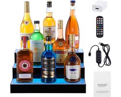 Led-Verlichte Display voor Sterke Drankflessen, 3-Traps 16 Inch Rek voor CommerciëLe Thuisbar, 3-Traps Whiskyrek, Drankrekken Van Acryl met Rf-Afstandsbediening En App-Bediening