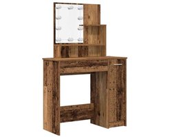 LED Verlichte Make-up Tafel Set - Dresser met Oude Houten Kleur