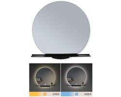 LED-verlichte spiegel Miro IP44 Tunable White 500lm 230V 11W Spiegel, Zwart mat