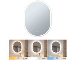 LED-verlichte spiegel Mirra IP44 White Switch 1400lm 230V 22W dimbaar Spiegel, Wit