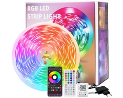 LED-verlichting voor de slaapkamer, dubbele rij 20M 960 LED's RGB-stripverlichting met muzieksynchronisatie en kleurverandering, APP + afstandsbediening met 44 toetsen en tijdgestuurde dimfunctie voor slaapkamerdecoratie