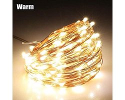 LED Verlichtingssnoer, Koperdraad, Warm Wit, 5 Meter, Waterdicht, Ideaal voor Bruiloften, Feesten en Kerstdecoratie