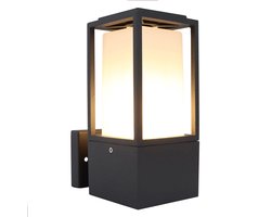 LED Vierkante wandlamp voor buiten | Melkglas | E27 | Antraciet | IP44