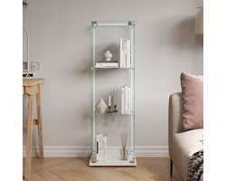 LED vitrinekast met slot, 1 deuren en 3 planken – glazen displaykast voor woonkamer – verzamelkast voor beeldjes en souvenirs-Wit