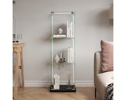 LED vitrinekast met slot, 1 deuren en 3 planken – glazen displaykast voor woonkamer – verzamelkast voor beeldjes en souvenirs-Zwart