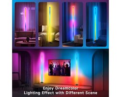 Led-vloerlamp 2 Stuks- RGB - 360° draaibare staande hoeklamp - kerstsfeer - kerstlamp - vloerlamp dimbaar met afstandsbediening en app 16 miljoen kleuren