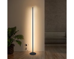 LED Vloerlamp Dimbaar – Hoeklamp 150 cm – Moderne Staande Lamp Zwart – Sfeerverlichting Woonkamer & Slaapkamer