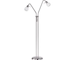 LED Vloerlamp - Torna Besina - E14 Fitting - 2-lichts - Flexibele Arm - Rond - Mat Nikkel - Aluminium