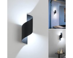 LED-wandlamp – 10W – Terrasverlichting – Buitenwandlamp – Geschikt voor binnen en buiten – Voor woonkamers, slaapkamers en gangen – Inclusief 2 schroeven, 2 rubberen pluggen, 2 rubberen dopjes en 1 sleutel – Wit licht – Waterdicht – Zwart