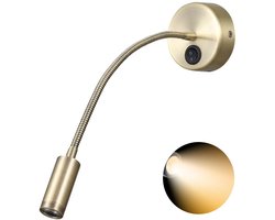 LED Wandlamp Bed - Leeslampje Brons - 3W Warm Wit Licht - Flexibele Zwanenhals - Richtbare Spot - Ideaal voor Slaapkamer & Hotel - Antiek Messing