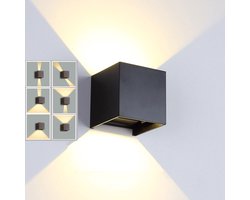 LED Wandlamp - Buitenlamp - Buitenmuurverlichting - Waterdicht IP65 - Geschikt voor binnen- en buitengebruik - Tuinverlichting drukknopschakelaar - Verstelbare stralingshoek - Geschikt voor veranda's, schuttingen en terrassen - Zwart