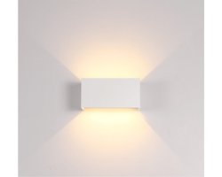 LED-wandlamp - Buitenwandlamp - Omhoog/Omlaag schijnwerper - 24W warm licht - Geschikt voor buitentrappen, gangen en balkons - Verstelbaar - Inclusief twee schroeven, twee rubberen pluggen, twee rubberen balletjes en een sleutel - Wit
