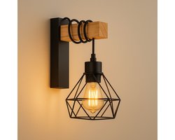 LED Wandlamp Elva | E27 fitting | Hout Zwart