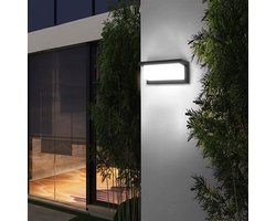 LED-wandlamp met bewegingssensor, moderne buitenwandlamp, 22W wandlamp, vierkante buitenlamp, geschikt voor terras/tuin/voordeur (wit licht)