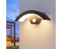 LED-wandlamp met bewegingssensor, waterdichte buitenwandlamp, LED-buitenspot voor tuin, garage, terras, warm wit, 24 W, (Moet voor gebruik worden aangesloten op de hoofdvoeding)