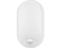 LED Wandlamp met Sensor - Kozolux Porta - 15W 1200lm - Warm Wit 3000K - IP54 - Ovaal - Wit