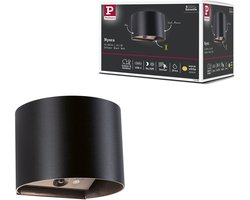 LED wandlamp op accu Nyora IP44 3000K 135x120mm 2x1W Zwart